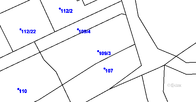 Parcela st. 109/3 v KÚ Prchalov, Katastrální mapa