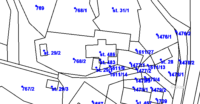 Parcela st. 486 v KÚ Prlov, Katastrální mapa