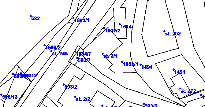 Parcela st. 2/1 v KÚ Prlov, Katastrální mapa