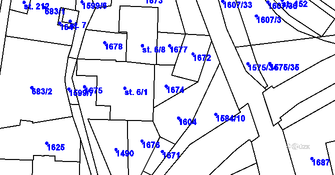 Parcela st. 6/5 v KÚ Prlov, Katastrální mapa