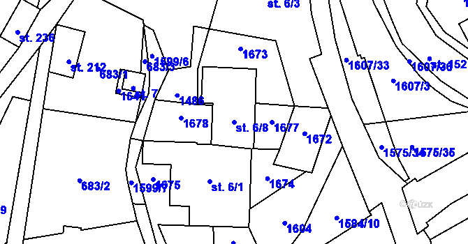 Parcela st. 6/8 v KÚ Prlov, Katastrální mapa