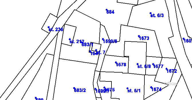 Parcela st. 7 v KÚ Prlov, Katastrální mapa