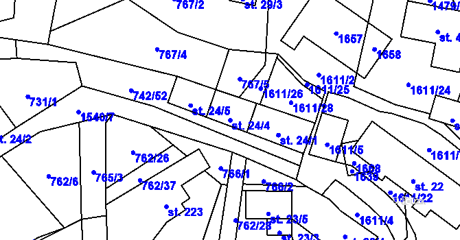 Parcela st. 24/4 v KÚ Prlov, Katastrální mapa