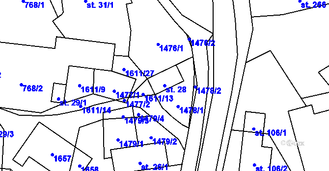 Parcela st. 28 v KÚ Prlov, Katastrální mapa
