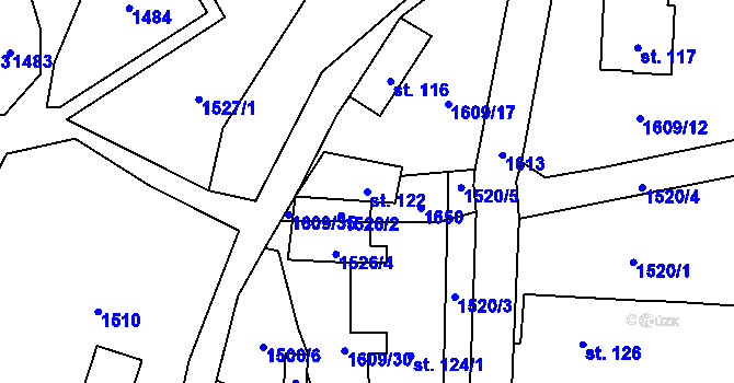 Parcela st. 122 v KÚ Prlov, Katastrální mapa