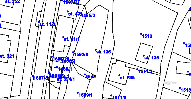 Parcela st. 136 v KÚ Prlov, Katastrální mapa