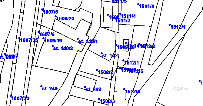 Parcela st. 142 v KÚ Prlov, Katastrální mapa