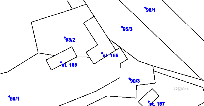 Parcela st. 166 v KÚ Prlov, Katastrální mapa