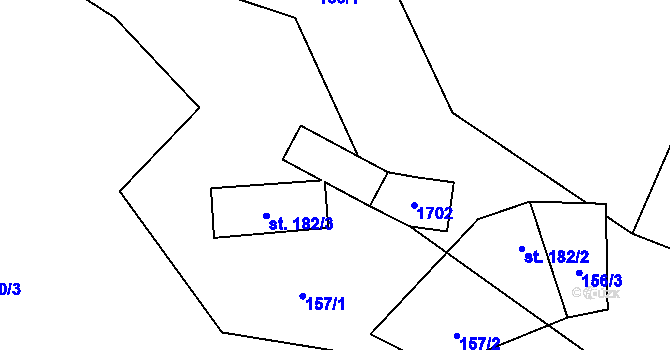Parcela st. 182/3 v KÚ Prlov, Katastrální mapa