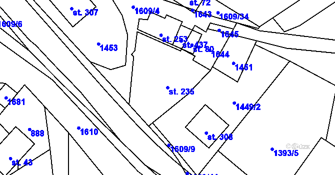 Parcela st. 235 v KÚ Prlov, Katastrální mapa