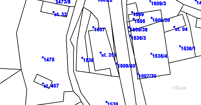 Parcela st. 251 v KÚ Prlov, Katastrální mapa