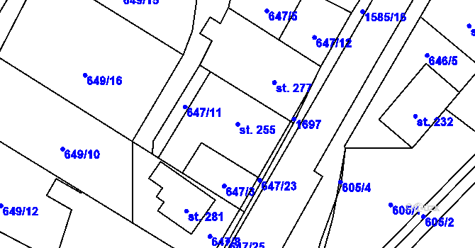 Parcela st. 255 v KÚ Prlov, Katastrální mapa