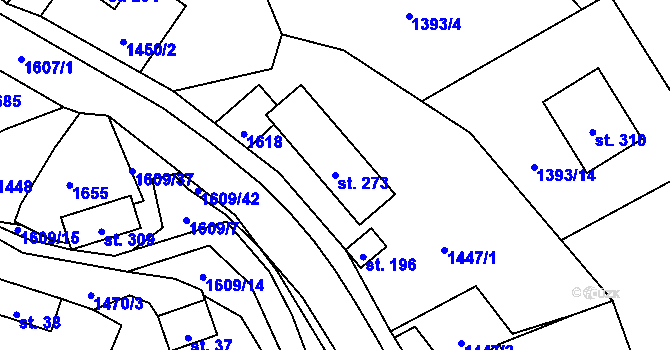 Parcela st. 273 v KÚ Prlov, Katastrální mapa