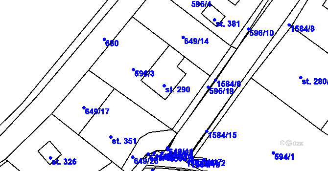Parcela st. 290 v KÚ Prlov, Katastrální mapa