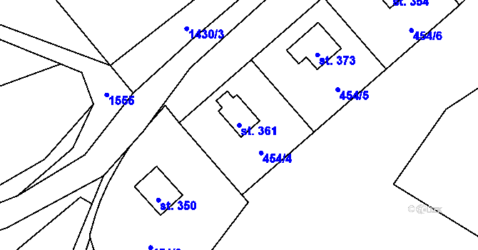 Parcela st. 361 v KÚ Prlov, Katastrální mapa