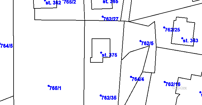 Parcela st. 375 v KÚ Prlov, Katastrální mapa