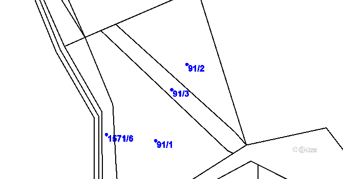 Parcela st. 91/3 v KÚ Prlov, Katastrální mapa