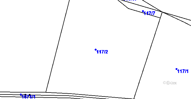 Parcela st. 117/2 v KÚ Prlov, Katastrální mapa