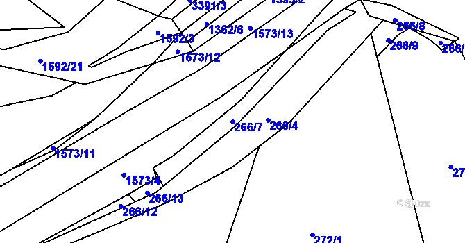 Parcela st. 266/7 v KÚ Prlov, Katastrální mapa