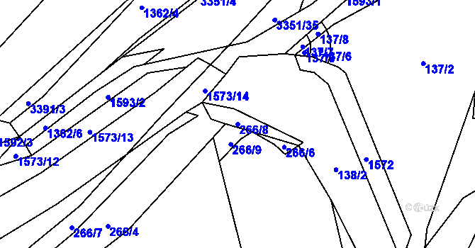 Parcela st. 266/8 v KÚ Prlov, Katastrální mapa