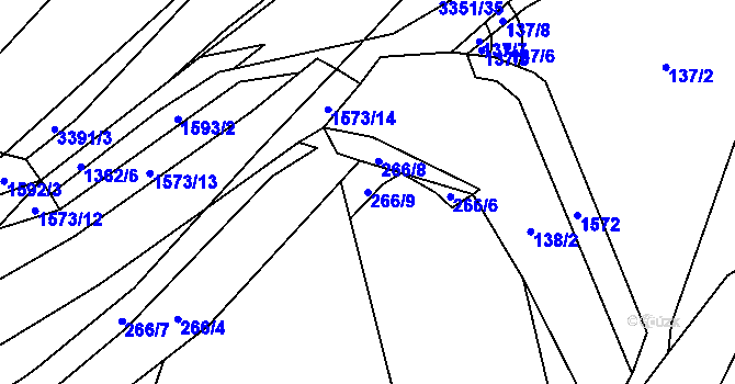 Parcela st. 266/9 v KÚ Prlov, Katastrální mapa