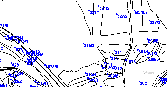 Parcela st. 315/2 v KÚ Prlov, Katastrální mapa