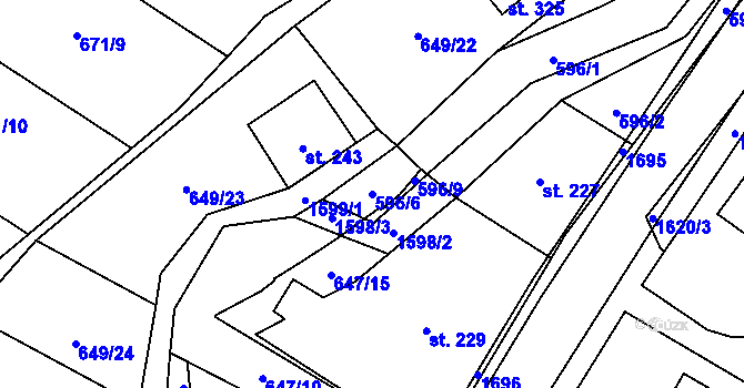 Parcela st. 596/6 v KÚ Prlov, Katastrální mapa