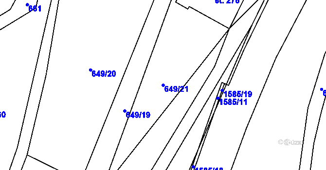 Parcela st. 649/21 v KÚ Prlov, Katastrální mapa