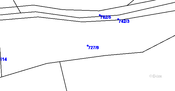 Parcela st. 727/9 v KÚ Prlov, Katastrální mapa