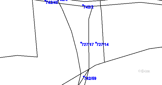 Parcela st. 727/17 v KÚ Prlov, Katastrální mapa