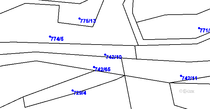 Parcela st. 742/10 v KÚ Prlov, Katastrální mapa