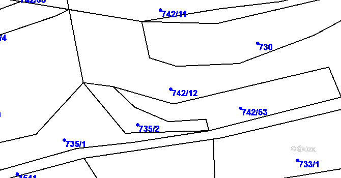 Parcela st. 742/12 v KÚ Prlov, Katastrální mapa
