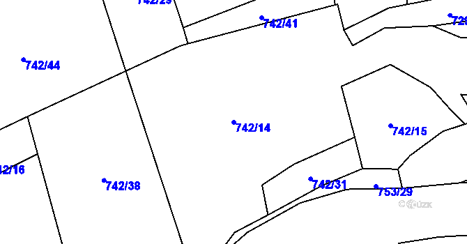 Parcela st. 742/14 v KÚ Prlov, Katastrální mapa