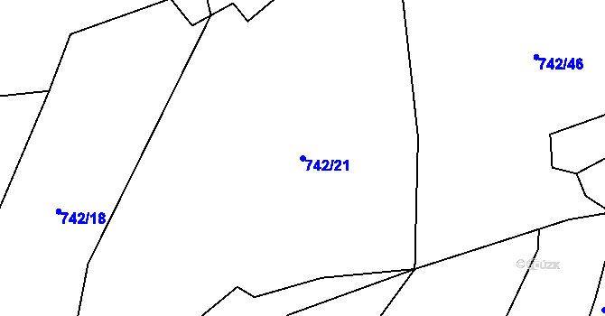 Parcela st. 742/21 v KÚ Prlov, Katastrální mapa