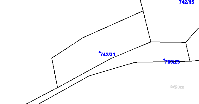Parcela st. 742/31 v KÚ Prlov, Katastrální mapa