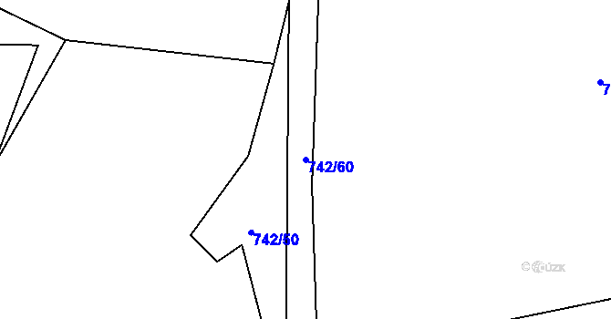 Parcela st. 742/60 v KÚ Prlov, Katastrální mapa