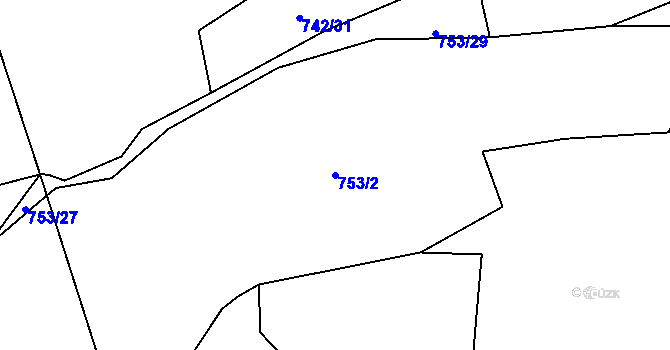 Parcela st. 753/2 v KÚ Prlov, Katastrální mapa