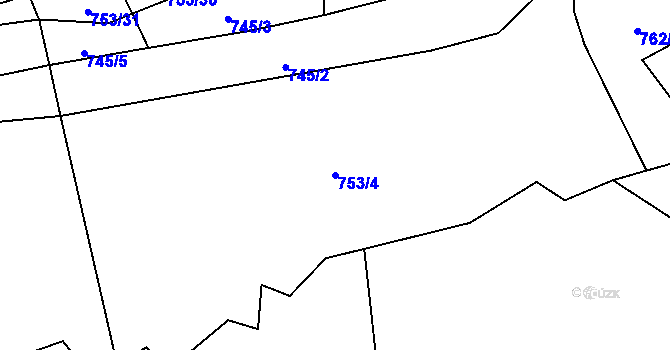 Parcela st. 753/4 v KÚ Prlov, Katastrální mapa