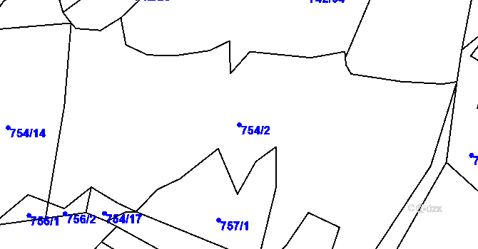 Parcela st. 754/2 v KÚ Prlov, Katastrální mapa