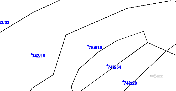 Parcela st. 754/13 v KÚ Prlov, Katastrální mapa