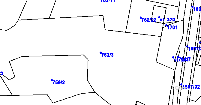 Parcela st. 762/3 v KÚ Prlov, Katastrální mapa