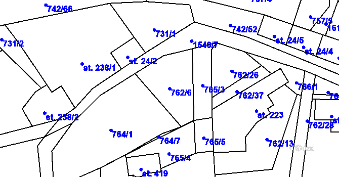 Parcela st. 762/6 v KÚ Prlov, Katastrální mapa