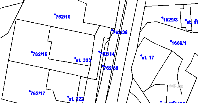 Parcela st. 762/14 v KÚ Prlov, Katastrální mapa
