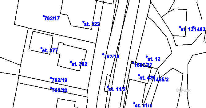 Parcela st. 762/18 v KÚ Prlov, Katastrální mapa