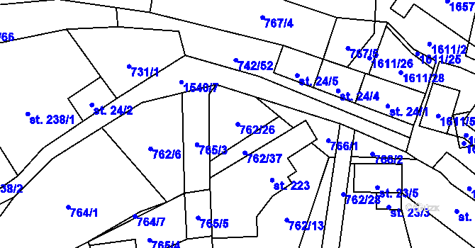Parcela st. 762/26 v KÚ Prlov, Katastrální mapa
