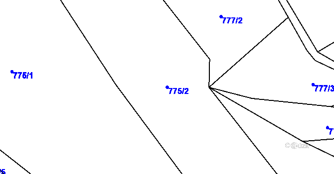 Parcela st. 775/2 v KÚ Prlov, Katastrální mapa