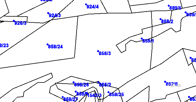Parcela st. 858/3 v KÚ Prlov, Katastrální mapa