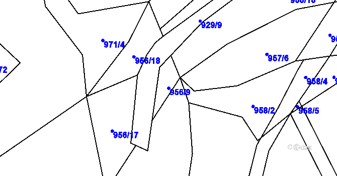 Parcela st. 956/9 v KÚ Prlov, Katastrální mapa