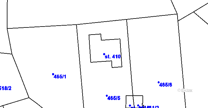 Parcela st. 410 v KÚ Prlov, Katastrální mapa