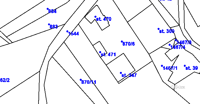 Parcela st. 471 v KÚ Prlov, Katastrální mapa